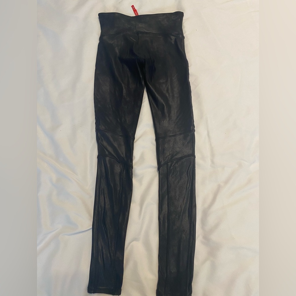 SPANX Faux Leather Moto Leggings in Black - Picture 5 of 5